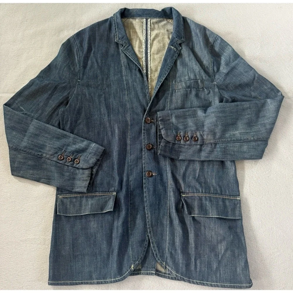 VTG Levi's Capital E Denim Unstructured Blazer Sport Coat Workwear Jacket L Y2K